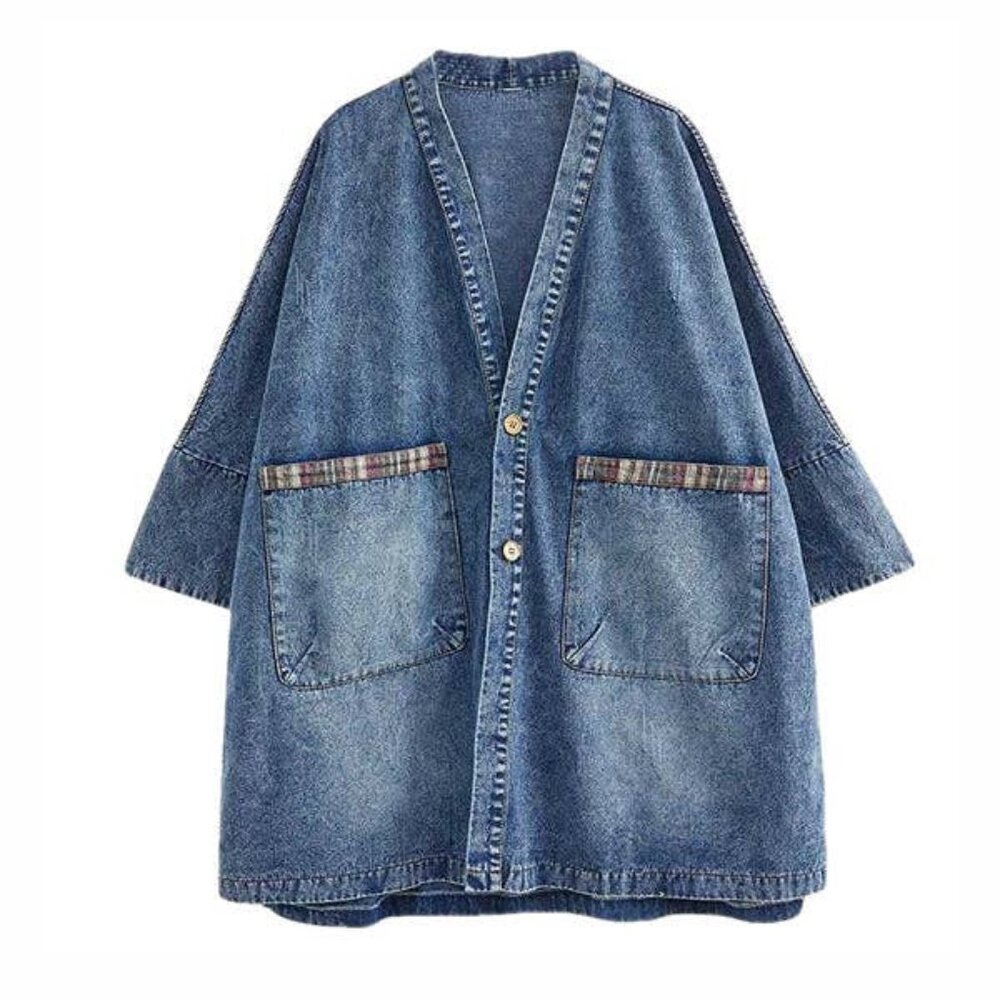 Loose Buttoned Denim Coat